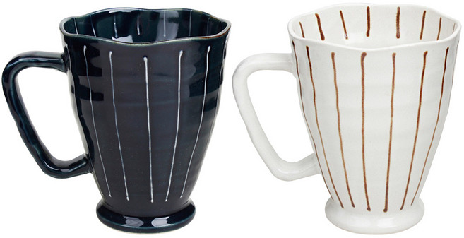 아이카 하나비 도자기 머그컵 2p, 블루, 화이트, 1세트