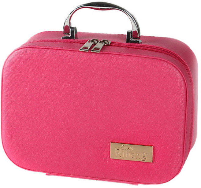 윰미엘 심플무지 레더 메이크업가방 S, 레드핑크, 1개