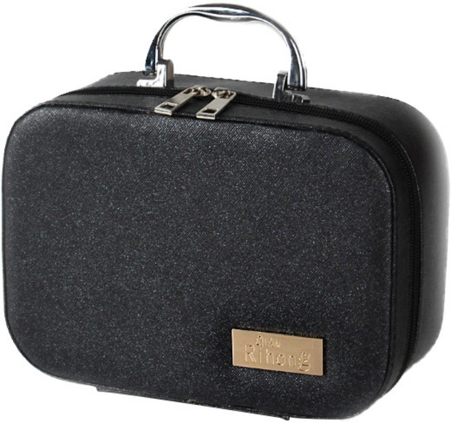 윰미엘 심플무지 레더 메이크업가방 S, 블랙, 1개