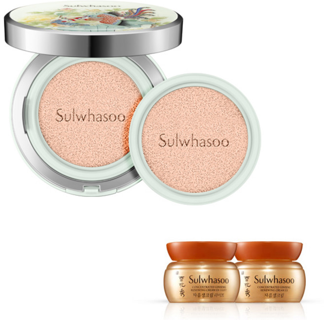 설화수 자정 브라이트닝 쿠션 봉황 리미티드 컬렉션 14g + 리필 14g + 자음생크림 GWP 2종, 21호 내추럴(핑크), 1개