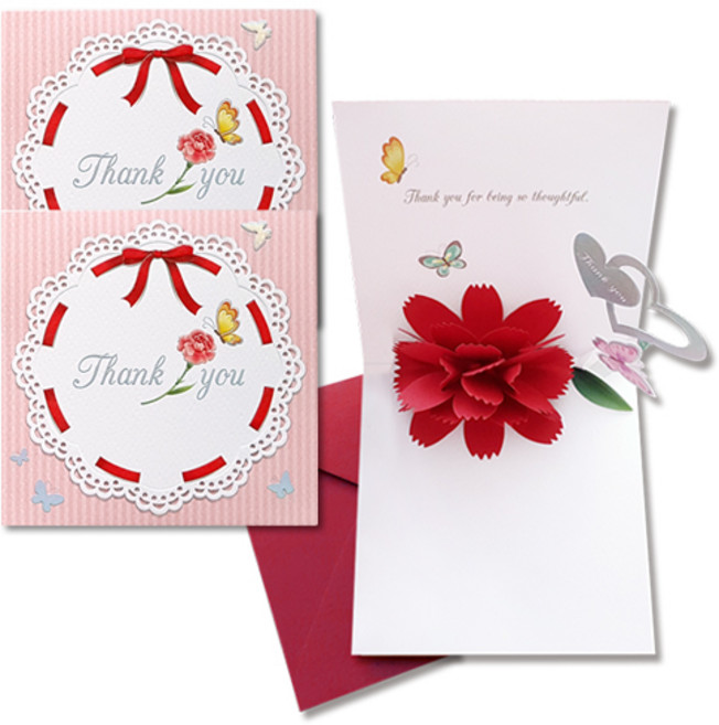 Angaenara 霧之國 立體感謝卡, 康乃馨蝴蝶, 3個裝