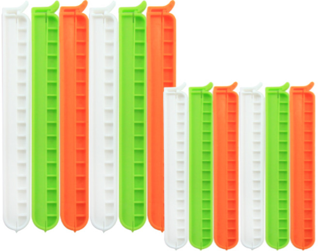 당근 봉지집게 대형 6p + 특대형 6p, 하얀 + 연두 + 주황, 1세트