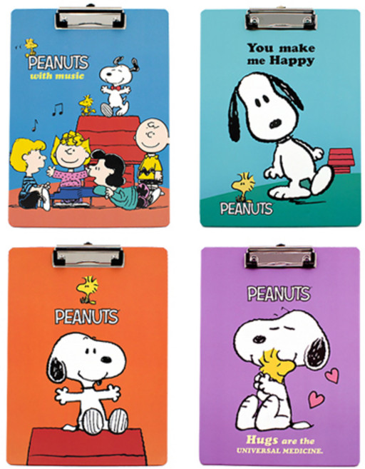 에이치엠플러스 피너츠 스누피 클립보드 A4 4p, 랜덤발송, 1세트