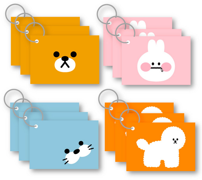 위드나 B패밀리 두꺼운 무줄링 단어장 90매 4종, 혼합 색상, 1세트