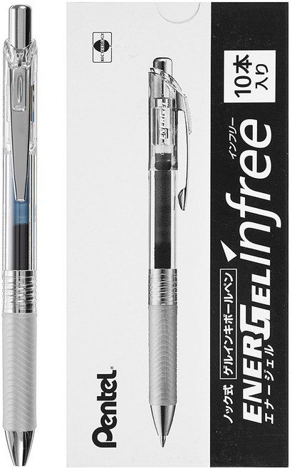 Pentel 飛龍文具 ENERGEL Infree 原子筆 0.7m BL77TL-CA, Energel藍黑色, 10個