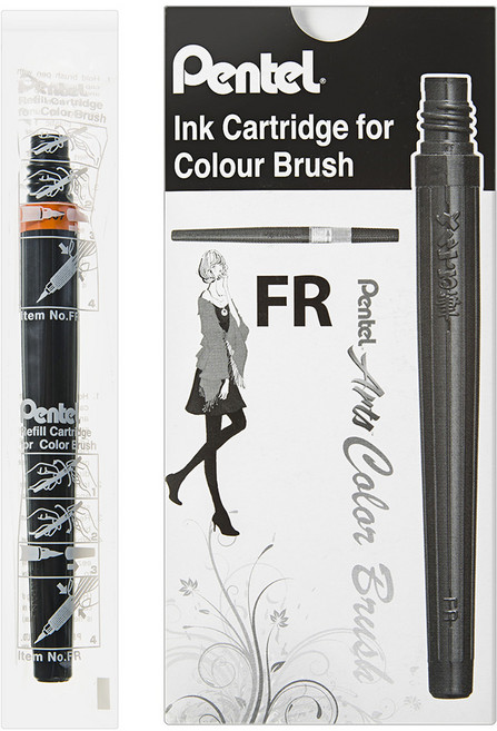 Pentel 飛龍文具 彩色毛筆補充蕊, FR107X, 12個