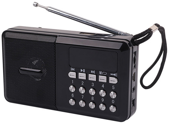 컴스 휴대용 라디오 스피커, YX974, 블랙