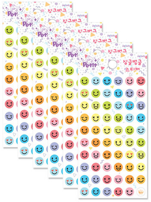 쁘띠팬시 싱글벙글 중 da5331, 혼합 색상, 6개