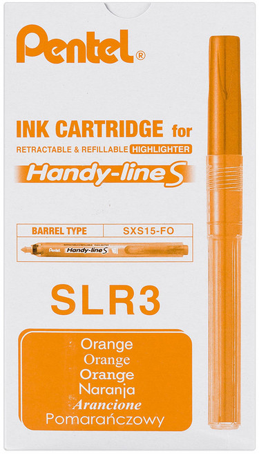 펜텔 핸디라인 형광펜 리필 SLR3-F, 주황, 12개