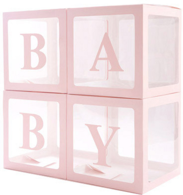 와우파티코리아 baby 풍선박스 4글자 세트, 핑크, 1세트