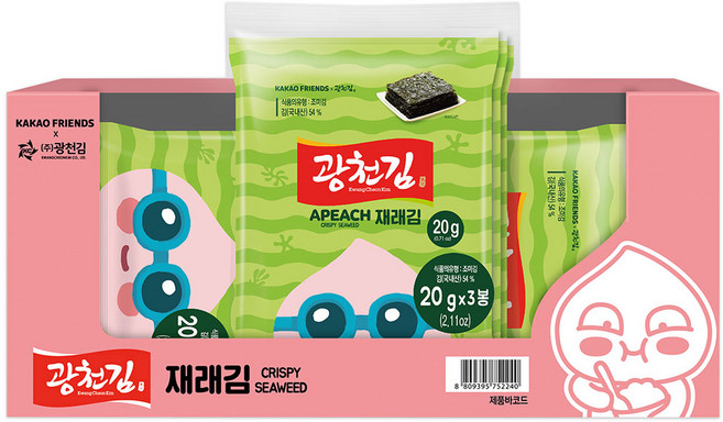 광천김 카카오프렌즈 재래 전장김, 20g, 36개