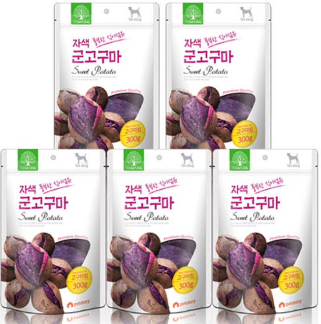 더내추럴 풍부한 식이섬유 자색 군고구마 칩 300g, 5개