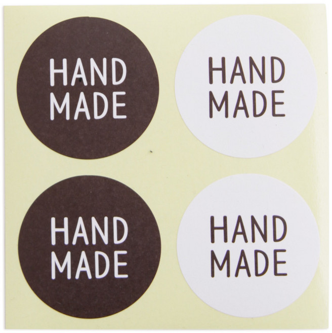 봄91 핸드메이드 원형 스티커 화이트 80p + 브라운 80p, 혼합 색상, 1세트