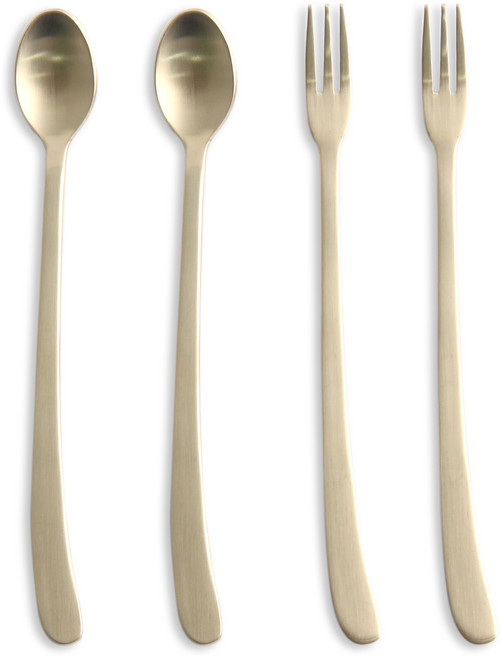 인스푼 굿럭골드 슬림티스푼 + 포크세트, 1세트, 티스푼 2p + 티포크 2p