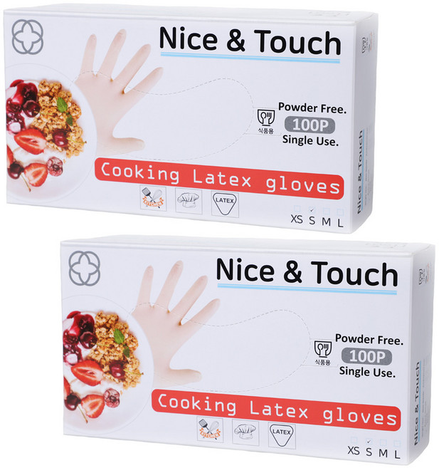 나이스앤터치 요리용 라텍스장갑, S, 2개