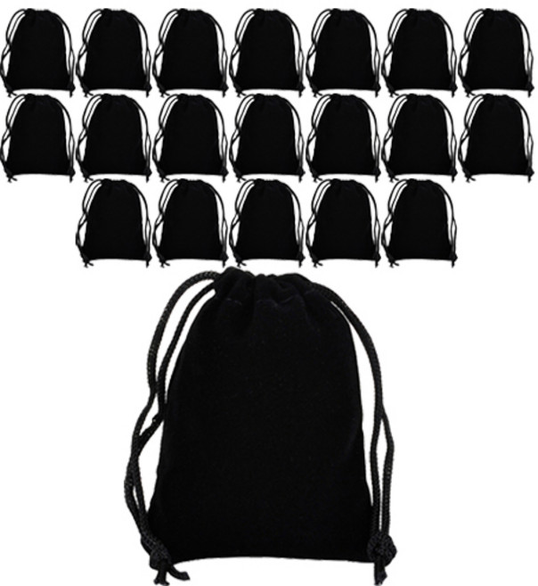 도나앤데코 브로디 벨벳 주머니 S, 블랙, 20개