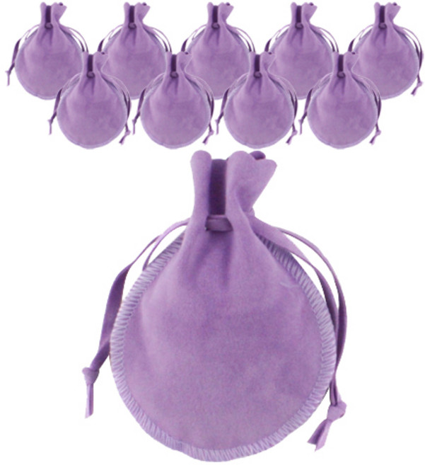 도나앤데코 단테 악세서리 벨벳 주머니, 보라, 10개