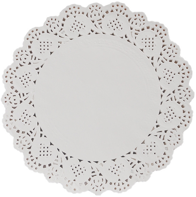 PARTYSHOW 圓形蕾絲花邊紙 100張, 白色, 4組