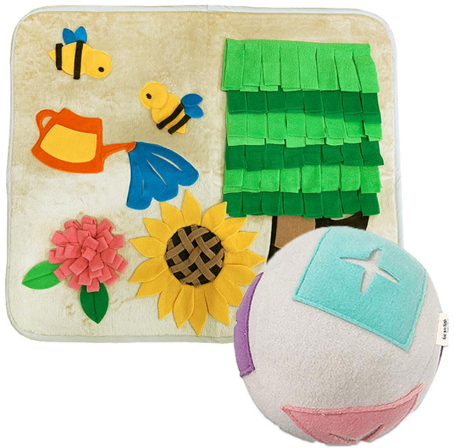 Goodin Sisoplay 嗅聞訓練 Snuffle 墊 600 x 700 mm + Wize Ball 64 x 20 cm, 混合顏色, 1套