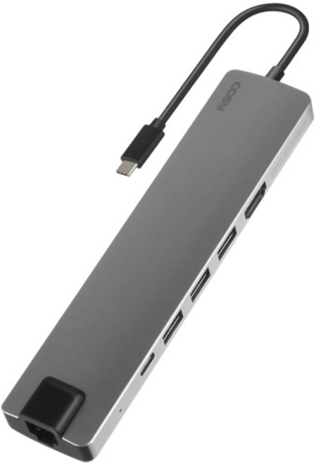 COSY 金屬 Pro Type-C 多功能集線器 HDMI USB3.0 讀卡機 PD LAN DS3403UHCL, 灰色
