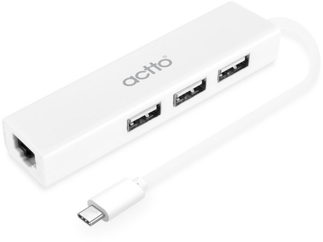 엑토 C타입 USB 랜 어댑터 3포트 허브 콤보 HUBL-04, 화이트, 1개