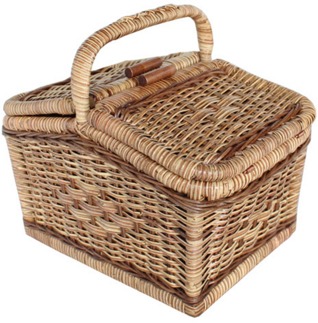 라탄샵 필 피크닉 바구니 F405 230 x 330 x 290 mm, 혼합 색상, 1개