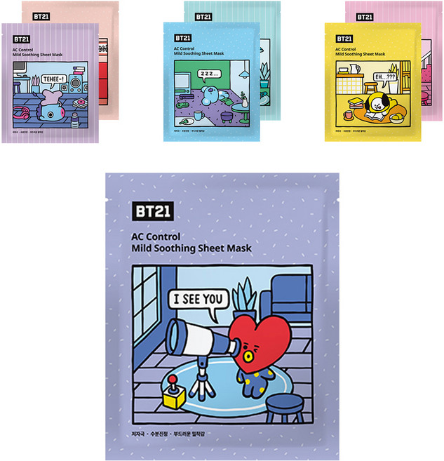 티엔 AC 진정 시트 마스크 BT21, 1개입, 7개