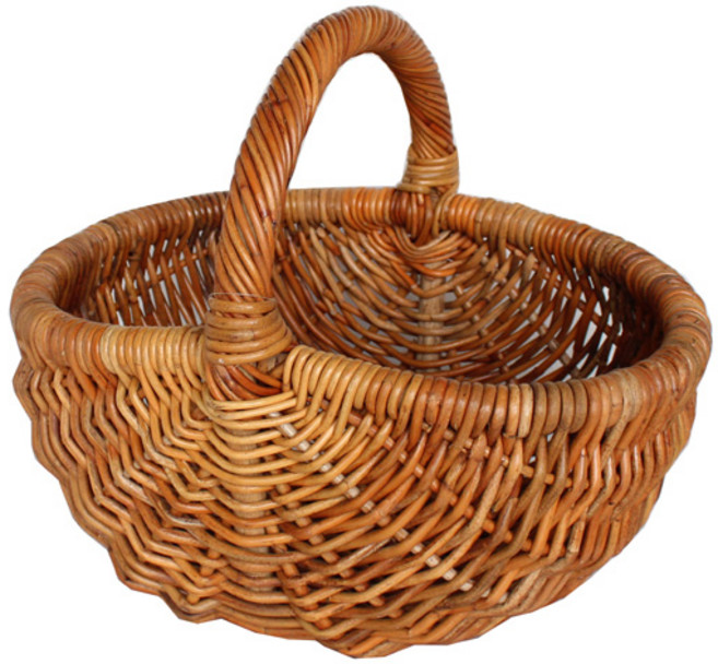 라탄샵 내츄럴 라탄손잡이과일바구니 440 x 330 x 220 mm B609, 짙은색, 1개