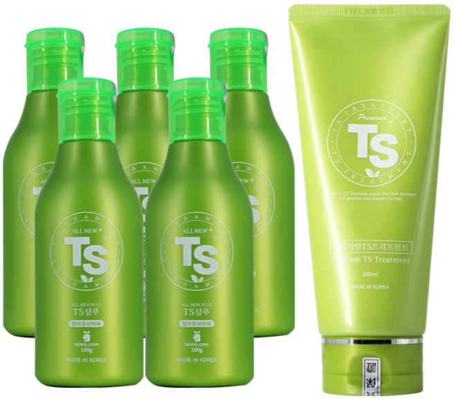 티에스 올뉴플러스 TS 샴푸 100g x 5p + 트리트먼트 200ml, 1세트