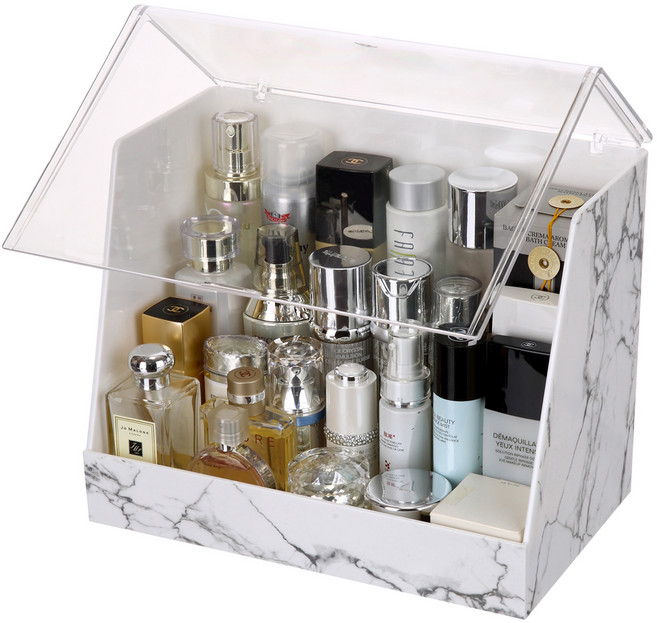 헬로리빙 마블패턴 프리미엄 뚜껑있는 화장품 정리함, 1개