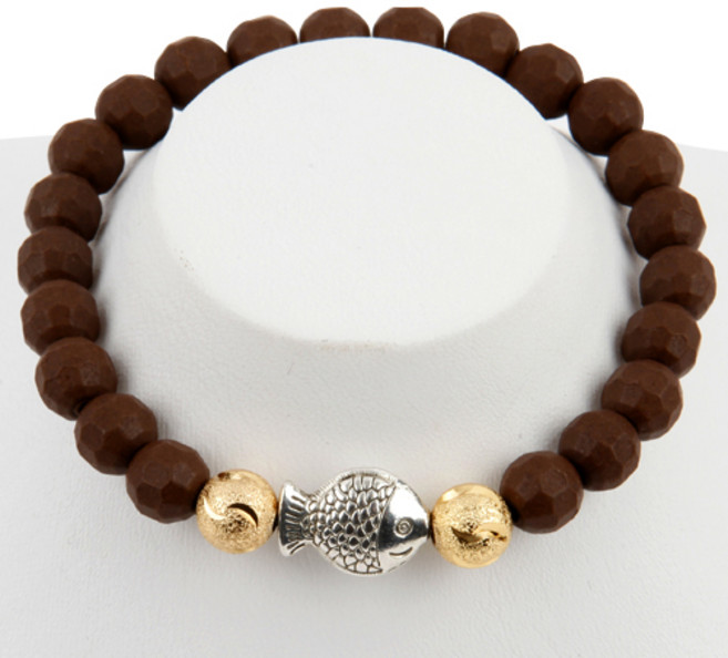 세븐스타 희토류 염주팔찌 브라운 금볼장식 잉어 3XL, 1개