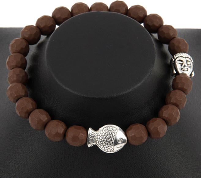 세븐스타 희토류 염주팔찌 브라운 은장장식 석가잉어 3XL, 1개