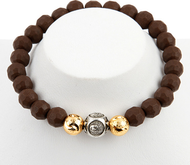 세븐스타 희토류 염주팔찌 브라운 금볼장식 연등 3XL, 1개