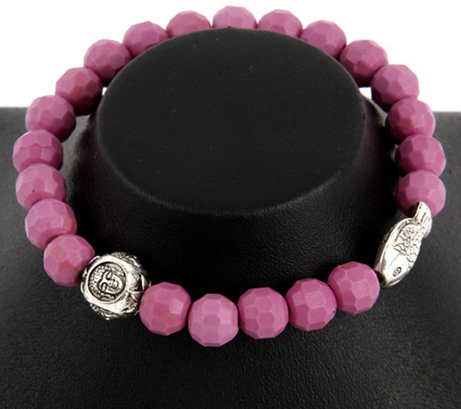 세븐스타 희토류 염주팔찌 인디핑크 은장장식 잉어연등 3XL, 1개