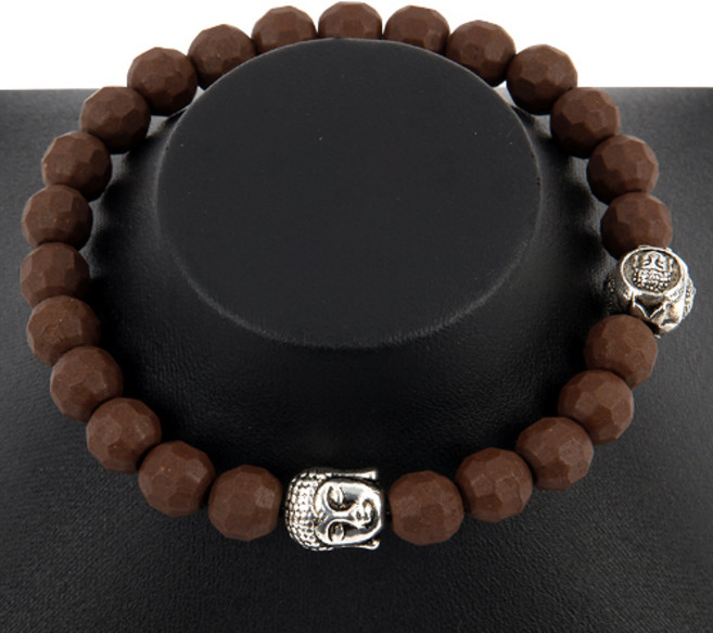 세븐스타 희토류 염주팔찌 브라운 은장장식 석가연등 3XL, 1개