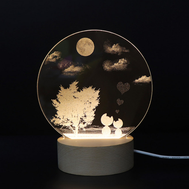 아트조이 LED 아크릴 원형 무드등, 냥이의 꿈