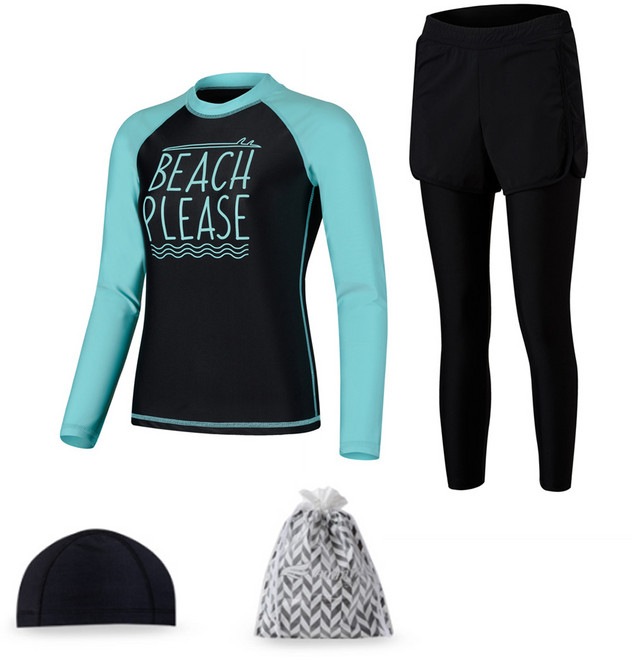 아쿠아티카 여성용 래쉬가드 워터반바지 래깅스 AQAWBO-WL + 스판수모 3종 세트