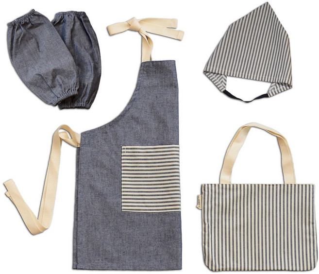 세맘스 청해지블랙 유아앞치마 + 두건 + 팔토시 + 가방 세트