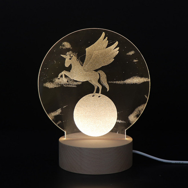 아트조이 LED 아크릴 원형 무드등, 유니콘