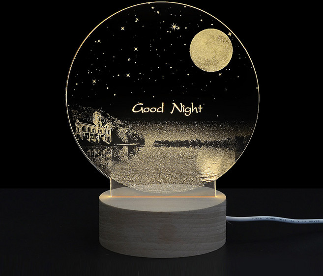 아트조이 LED 아크릴 원형 무드등, 굿나잇