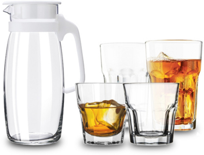 리비 세레노 물병 1.2L + 지브랄타 유리컵 언더락 266ml x 2p + 텀블러 414ml x 2p, 화이트, 1개