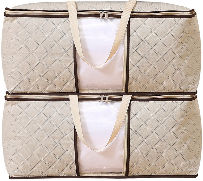 하늬통상 부직포 이불정리함, 베이지, 초특대형(70 x 50 x 30 cm), 2개