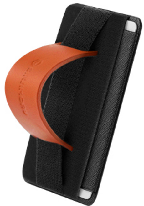 신지모루 밴드그립 카드수납 스마트링 핸드폰 거치대, 오렌지, 1개