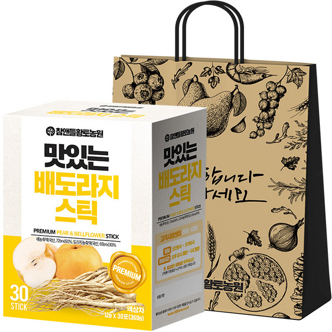 참앤들황토농원 맛있는 배도라지스틱 + 쇼핑백, 360g, 1개