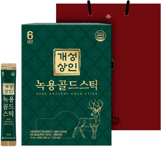 개성상인 녹용골드스틱 100개입 + 쇼핑백, 1L, 1세트