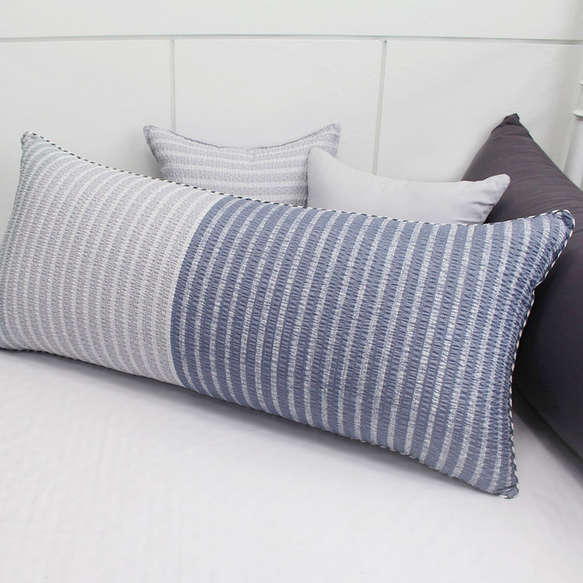 베드앤데코 라인 시어서커 등쿠션커버, 라인네이비