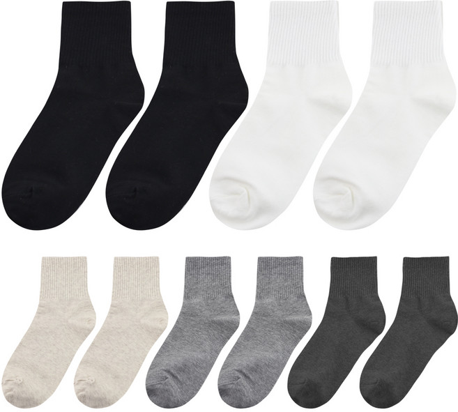 이지레그 여성용 프리미엄 밴드 중목 양말 10켤레 혼합 (블랙2+화이트2+차콜2+그레이2+베이지2)