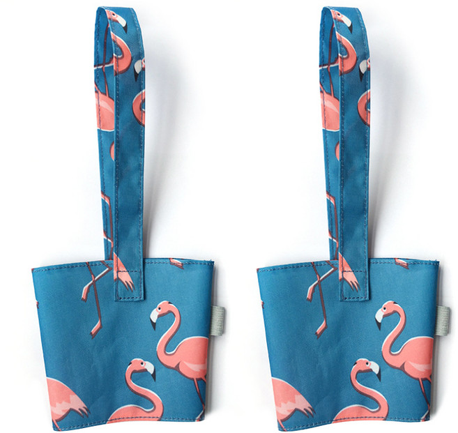 알럽홈 휴대용 컵 파우치, 블루 플라밍고, 2개