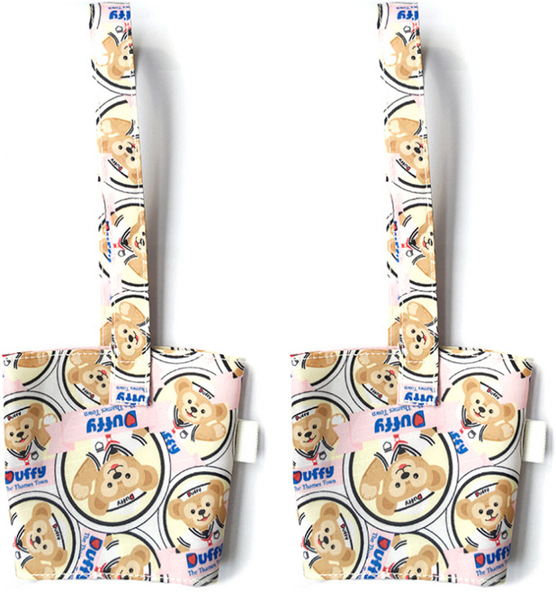 알럽홈 휴대용 컵 파우치, 핑크 베어, 2개