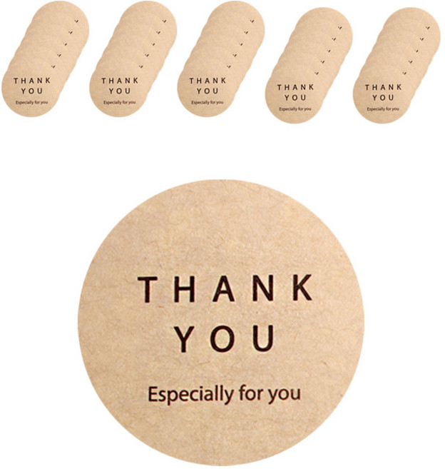 피크닉하우스 크라프트 땡큐 원형 스티커, 혼합 색상, 120개